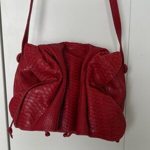 Carlos Falchi Red Python Shoulder Bag